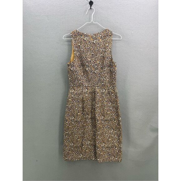 NWT J. Crew Womens Tan Basketweave Sleeveless Leopard Print Sheath Dress Size 6 - Picture 2 of 10
